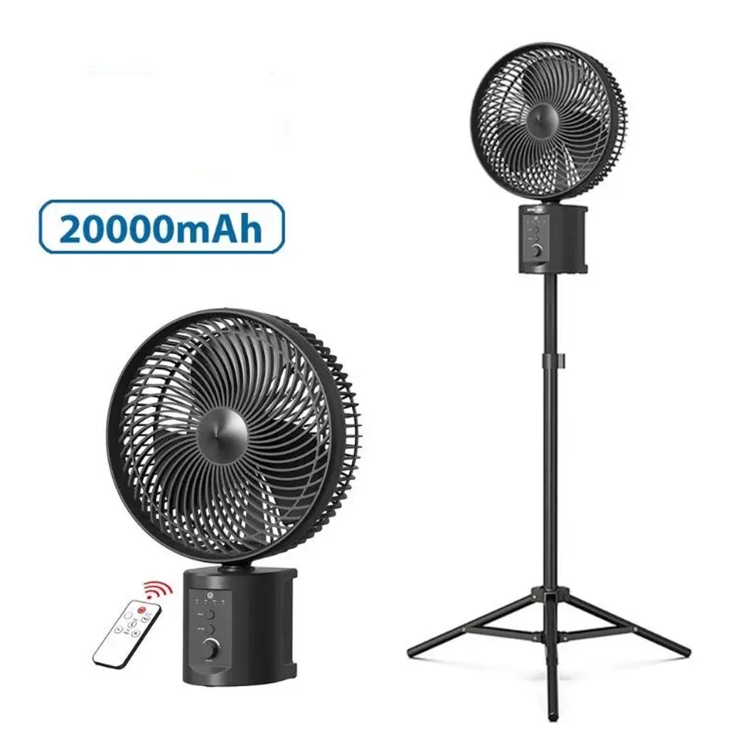 OPOLAR | ATEnge Oscillating Rechargeable Fan w/Remote Super Strong 7 Speeds 2 in 1 Unique Design 20000mAh (2*10000mAh) 10 Inch Cordless Battery Operated Fan