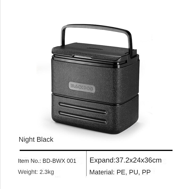 BLACKDOG Black Cooler Box Portable Lightweight Multipurpose 17L Large Capacity Ice Foods Drinks Hot/Cold Storage Box Cool Up To 48H Chiller Camping Hiking Picnic Beach Travel Outdoor Heavy Duty Original Black Dog