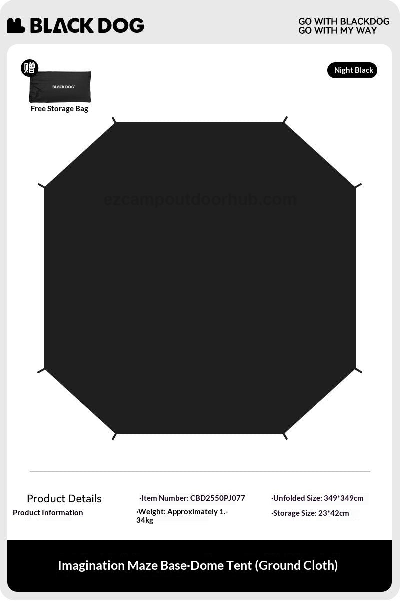 Blackdog WONDERLAND BASE Dome Modular Tent 12m² Large Space Outdoor Living Area Tarp Canopy Shelter Black Vinyl Coated Sunscreen Waterproof PU2000