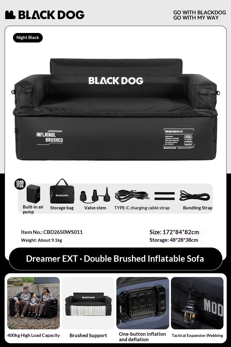 BLACKDOG Dream Maker Double Inflatable Sofa Portable Lightweight Quick Inflation Deflation Widened Load Bearing Up To 300kg Outdoor Camping Travel