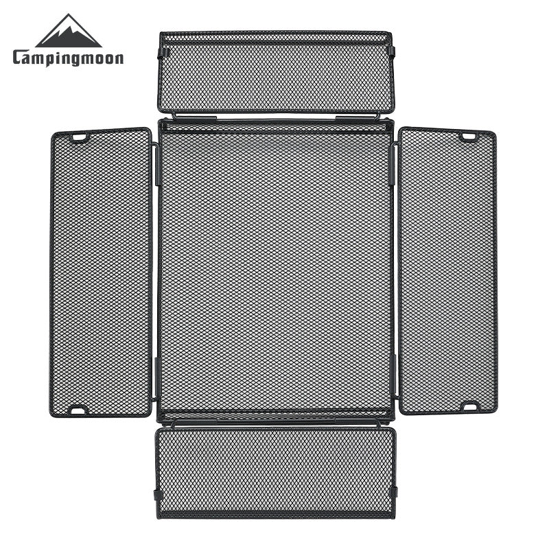 Campingmoon CK-24BK Folding Storage Basket IGT Compatible Tray Stackable Mesh Open Net Equipment 1-Unit IGT Table Accessories Add-on