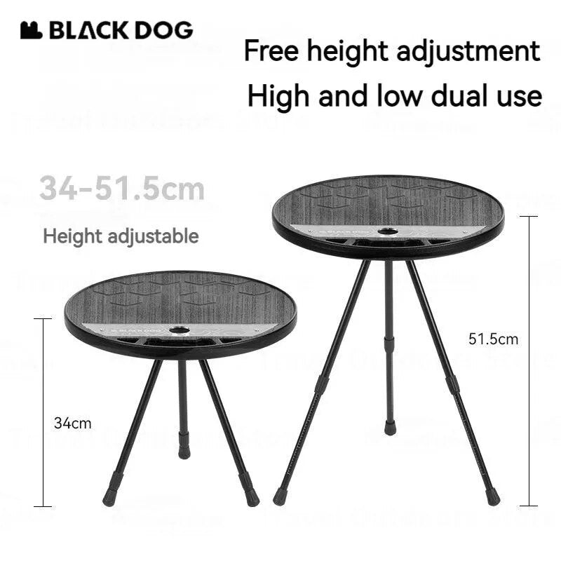 BLACKDOG TWILIGHT Portable Round Side Table Height Adjustable 3-Legged Stable Telescopic Tripod Structure 20kg Max Load Coffee Tea Folding PE Acrylic