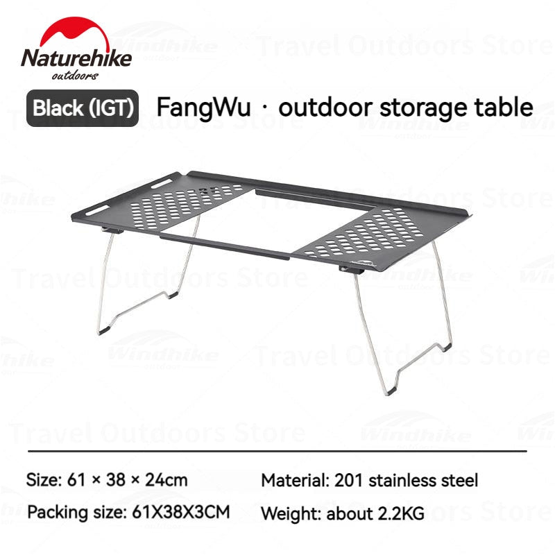 Naturehike Foldable Black Picnic Table Portable Stainless Steel IGT Stove Grill Accessories Compatible Stackable Multi-Layer Expandable Camping Table
