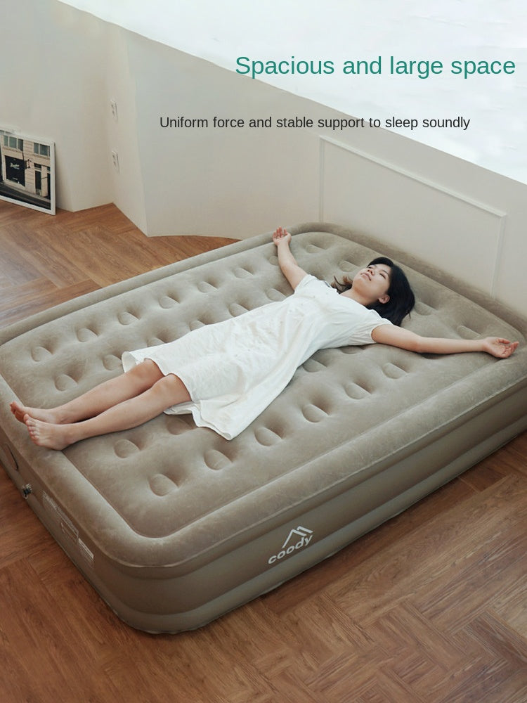 Coody Air Bed Mattress Portable Foldable Double Queen Size 40cm High Sleeping Mat Moisture-proof Automatic Air Pump Camping Peach Skin Fleece Air Mat