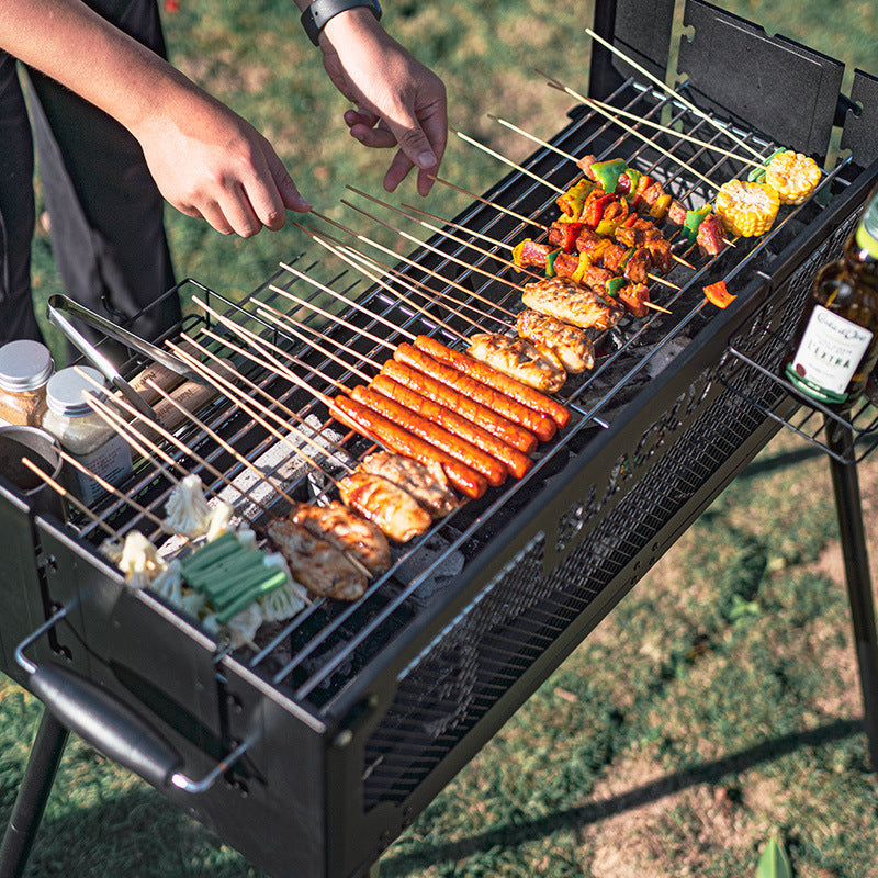 BLACKDOG Portable Standing Black Camping Charcoal BBQ Grill Stove with Storage Bag Outdoor Camping Folding Foldable 3 Level Adjustment Easy to Clean