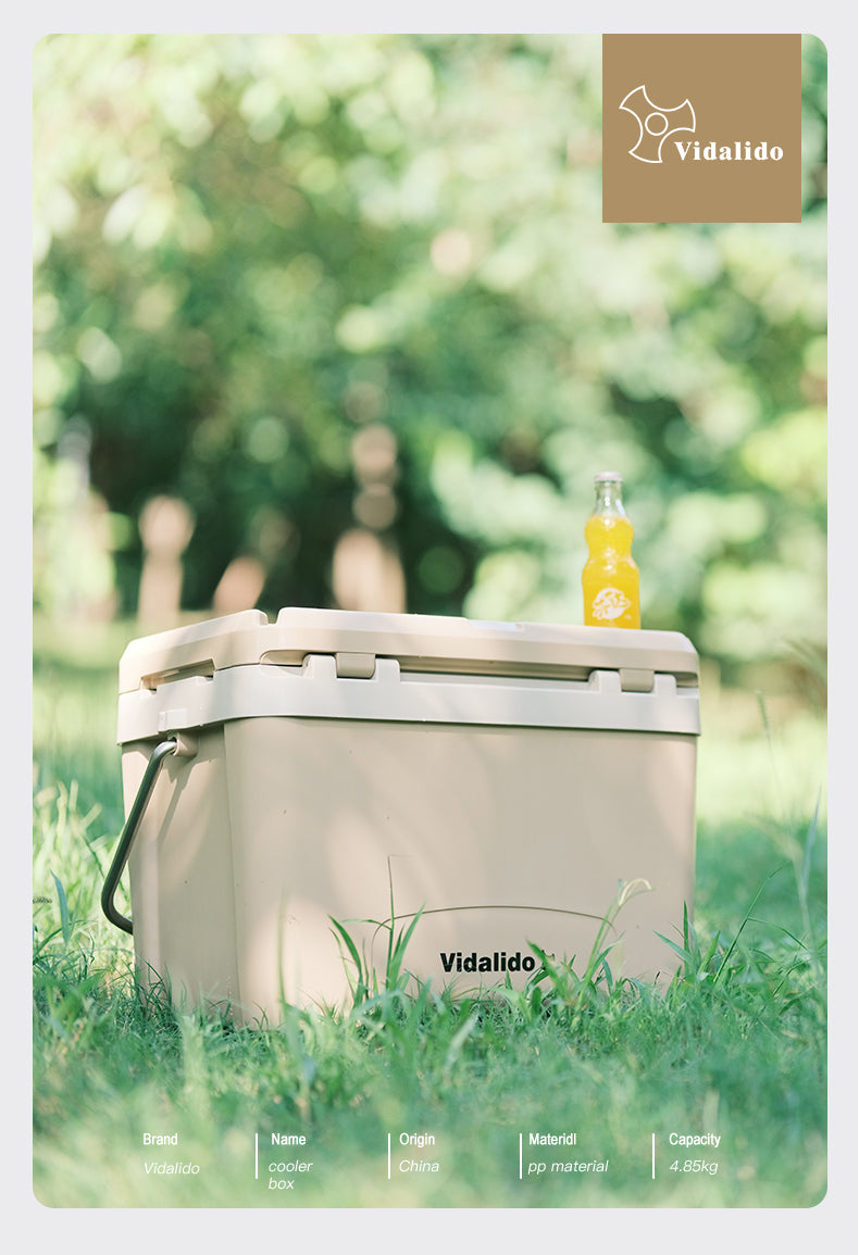Vidalido 25L Camping Cooler Portable Lightweight Multipurpose Insulated Storage Box Car Refrigerator Cold Up To 24H Outdoor PP Material