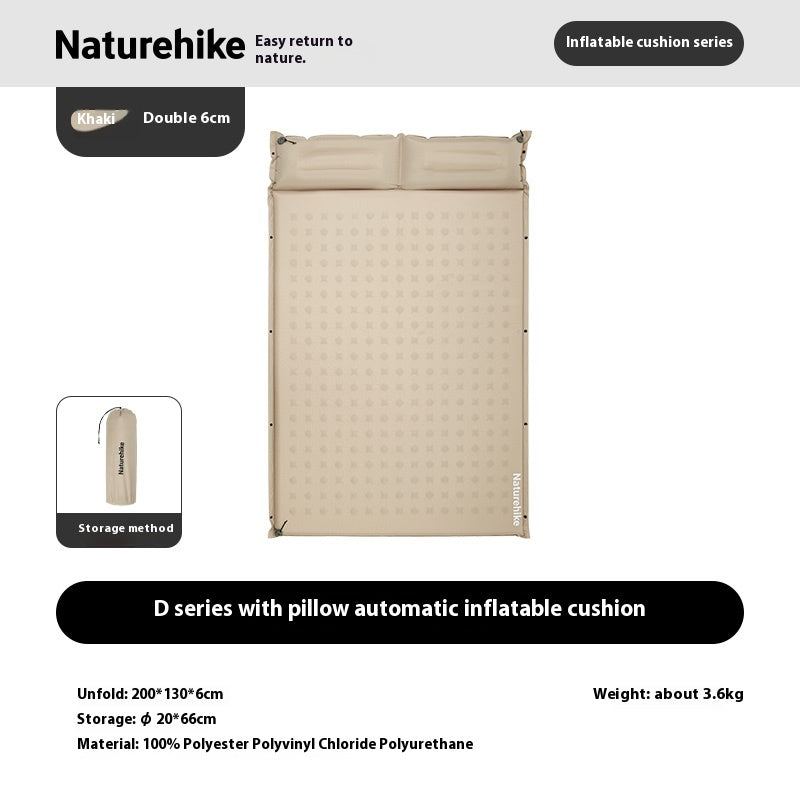 Naturehike D Series Automatic Inflatable Cushion Portable Lightweight Built-in Pillow Infinite Splicing Design Comfortable Pad Thickened Bidirectional