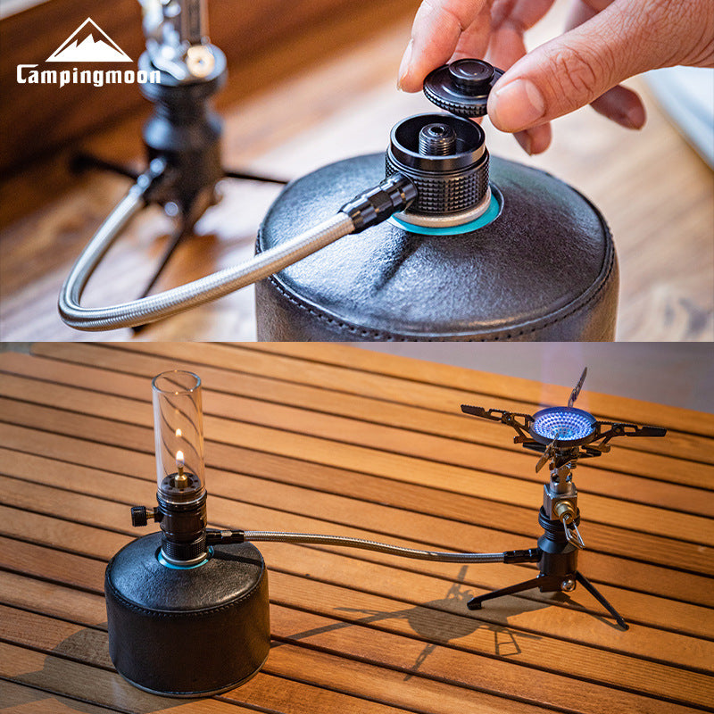 Campingmoon BKZ23-OD Rocket Furnace Bracket Foldable Stove Lamp Tripod Bracket Extension Tube Hose Alpine Butane Screw Threaded Type Flat Gas Tank Adapter