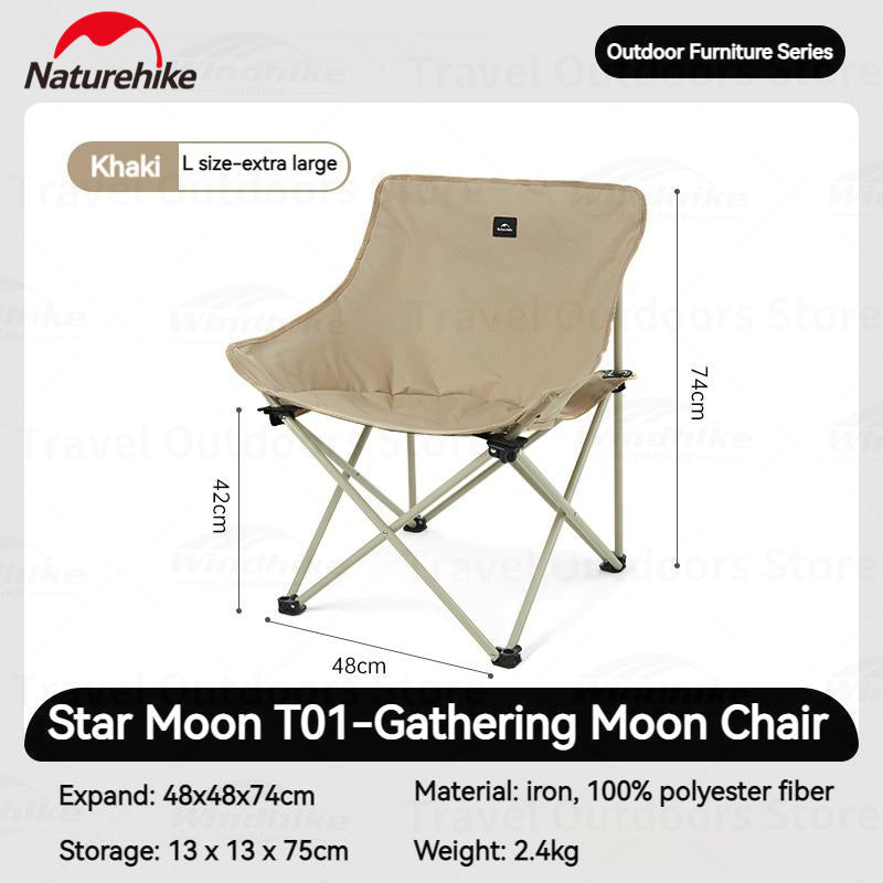 Naturehike Star and Moon T01 Gathering Camping Chair Portable X-Shaped Folding Leisure Relax Lazy Chair With Armrest Lounge Fishing Tourist Garde