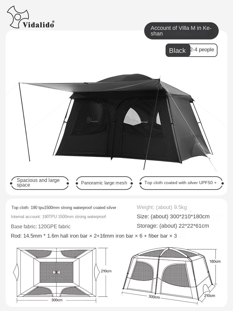 Vidalido AN SAAN Series M PRO Villa Tent Portable 4-6 Person Cabin Style Tent Large Space Three Dimensional Ventilation Outdoor Camping Waterproof
