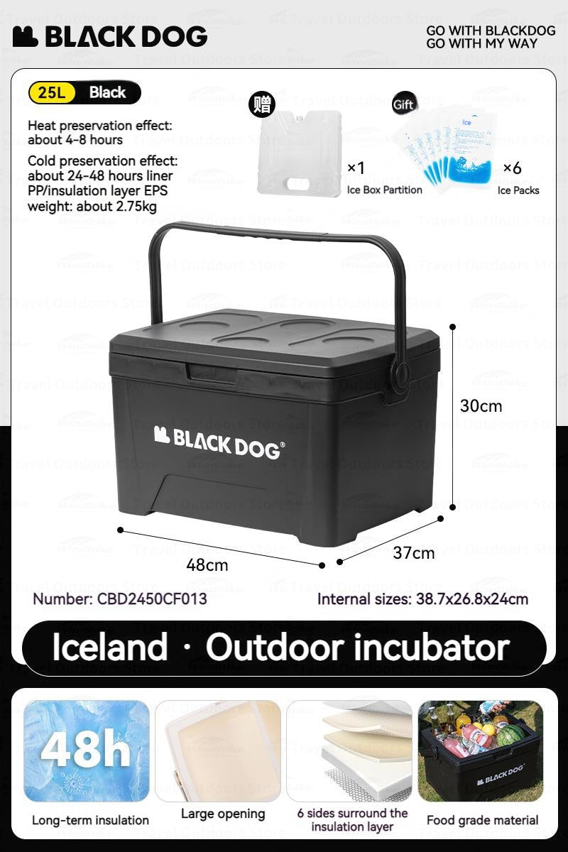 BLACKDOG ICELAND Cooler Storage Box 13L 25L Hot and Cold up to 48H Foods Drinks Ice Outdoor 3 Layer PP EPS Insulation Chest Container 50kg Max Load