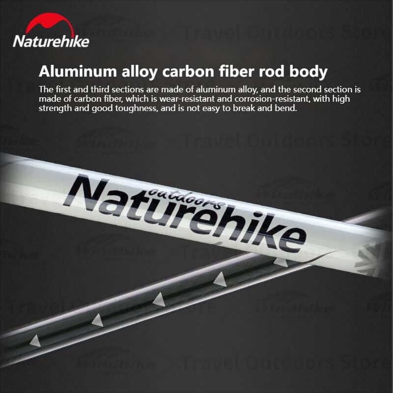 Naturehike ST06 Aluminum Alloy Trekking Pole Outdoor Stick Rod Telescopic Mountaineering Camping Trekking Trek Pole 3-Section Externally Locked