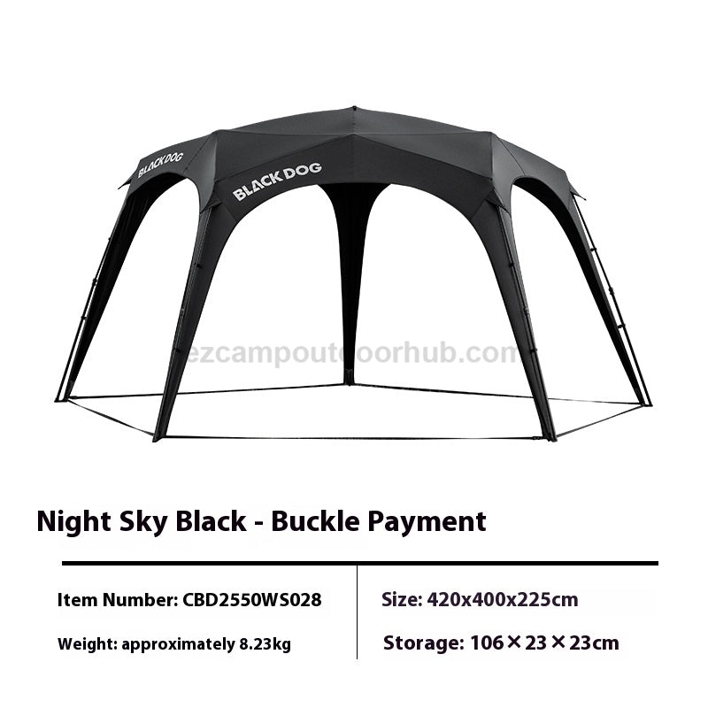 Blackdog STARRY DOME Pentagonal Canopy Hook Version Quick Open Sunshade Self-Supporting Canopy Outdoor Camping Black Coated Vinyl Tent Rainproof Sunscreen Windproof