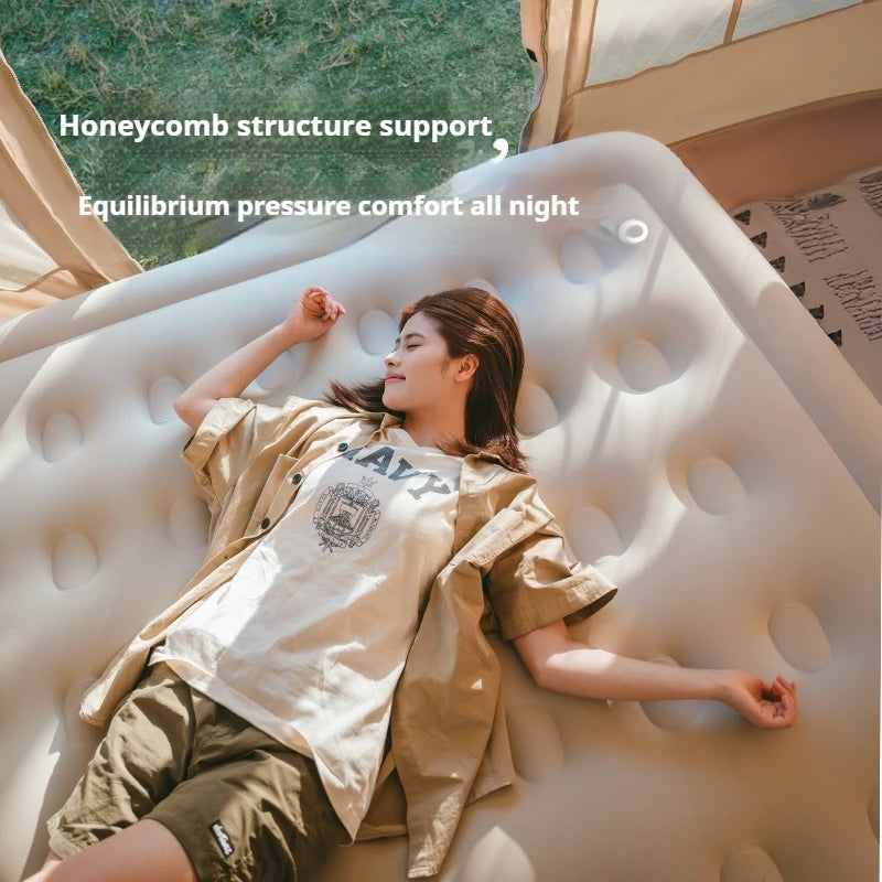 Naturehike Air Inflatable Mattress Portable Lightweight 1-3 Persons Camping Bed with Built-in Pump 38cm/45cm Thickened High Sleeping Mat Pad Outdoor Polyester Fiber PVC Flocking Fabric