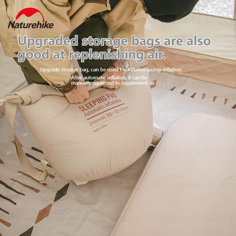 Naturehike Self Inflating Foam Pad 10cm Thick Outdoor Camping Portable Mattress Sleeping Bed Single Double Automatic Inflate Sponge Glamping C10