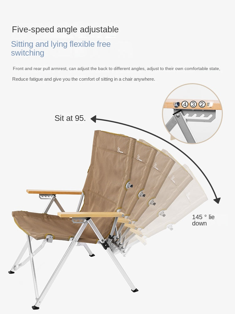 Vidalido Recliner Folding Camping Chair Portable Retractable Leisure Folding Seat Fishing Stool Outdoor Load Bearing Up To 130kg 900D Oxford Cloth
