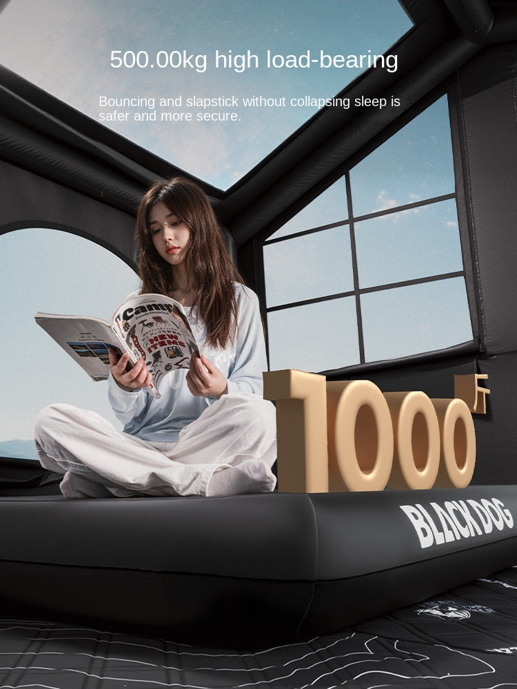 Blackdog DREAM CLOUD Air Inflatable Bed Premium Brushed Thick Black Ultra Comfortable Soft Outdoor Sleeping Pad Mattress USB Charging Air Pump
