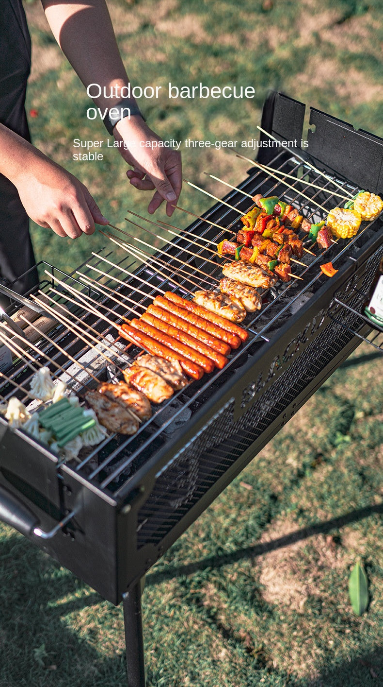 BLACKDOG Portable Standing Black Camping Charcoal BBQ Grill Stove with Storage Bag Outdoor Camping Folding Foldable 3 Level Adjustment Easy to Clean