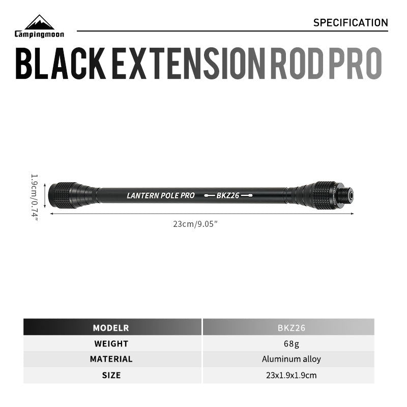 Campingmoon BKZ26 Lantern Extension Rod Portable Black Aluminum Alloy Outdoor Gas Lamp Atmosphere Light Heightened Camping Supplies Extended Pole