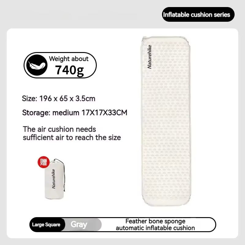 Naturehike FISHBONE Infatable Cushion Self-inflating Mat Air Sponge Single Bed Mattress Sleeping Pad Moisture-proof Two-way Valve Camping Hiking Travel