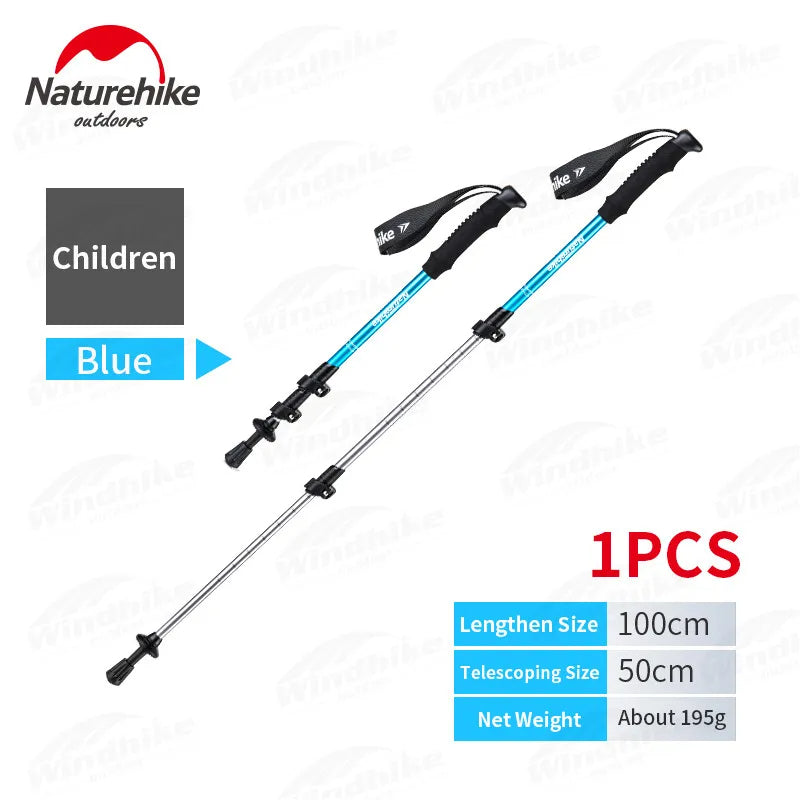 Naturehike ST01 v2 Aluminum Alloy Hiking Trekking Pole Rubber Tip Ultralight Heavy Duty Walking Trek Stick Telescopic Retractable Rod Upgraded