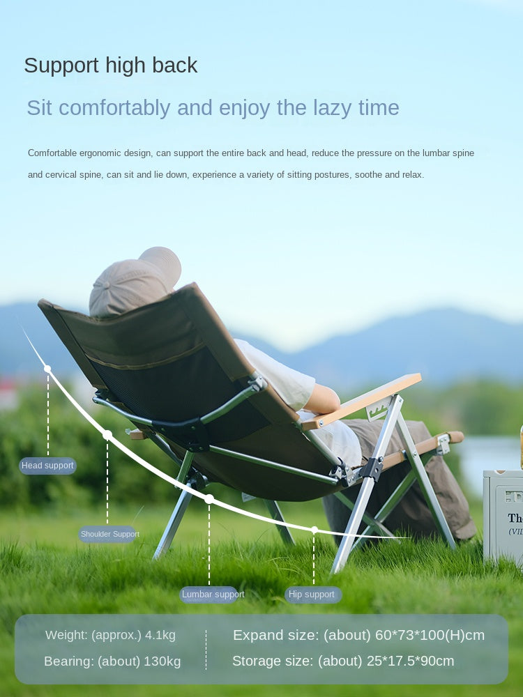 Vidalido Recliner Folding Camping Chair Portable Retractable Leisure Folding Seat Fishing Stool Outdoor Load Bearing Up To 130kg 900D Oxford Cloth