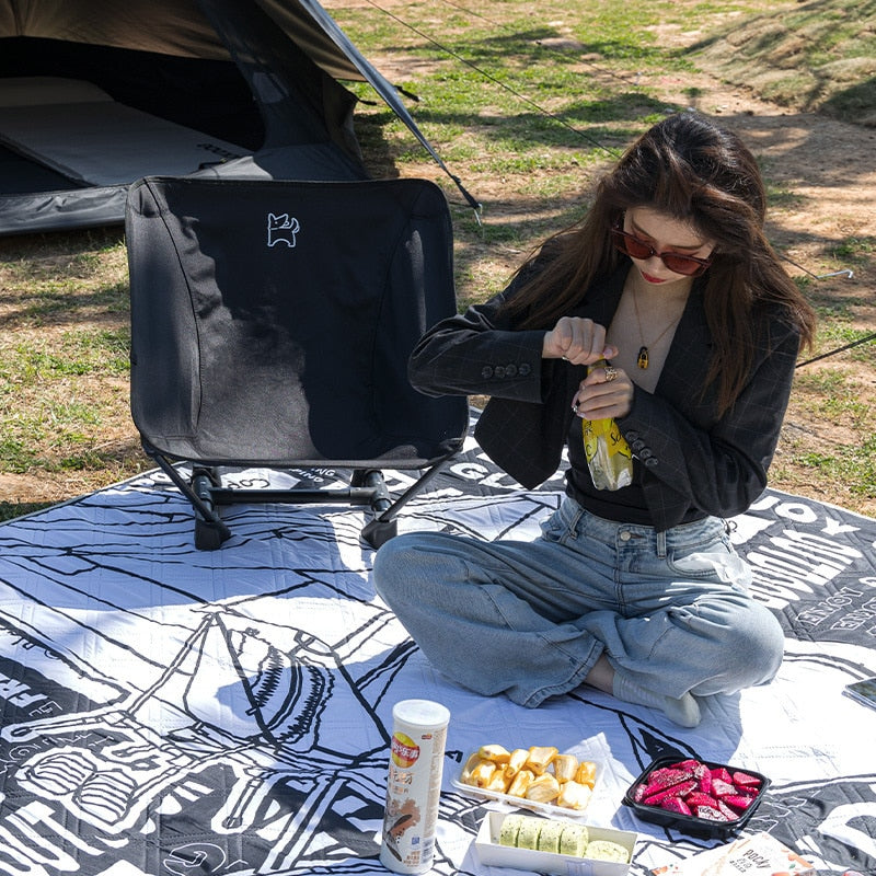 BLACKDOG Black Cool Picnic Mat Portable Lightweight Ultrasonic Moisture Dirt Proof Picnic Matress PE Aluminum Bottom Soft Polyester Fiber Foam Outdoor Camping Hiking Travel Heavy Duty Original Black Dog