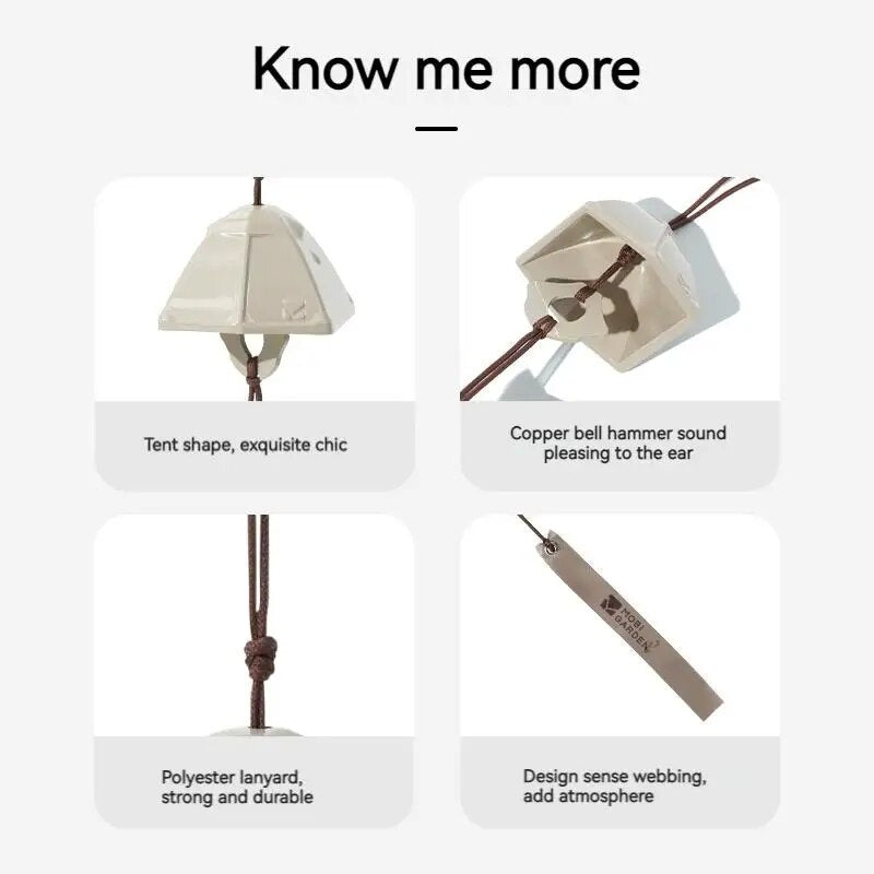 MOBI GARDEN Copper Wind Chime Tent Shape Haning Bells Portable Camping Garden Decoration Outdoor Yard Meditation Relaxation Pure
