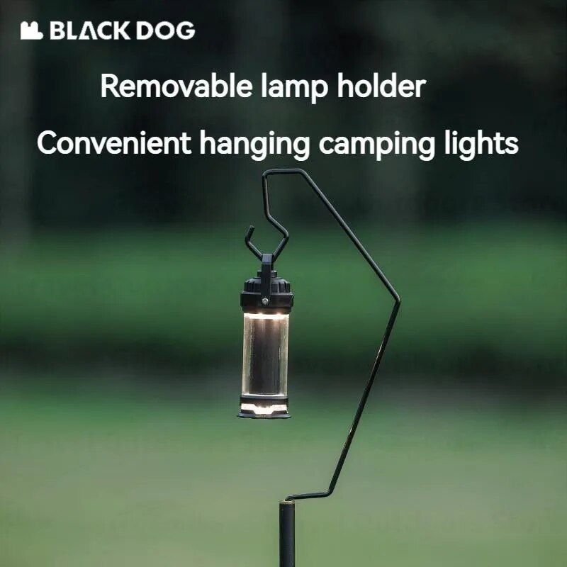 BLACKDOG Black Round Table Portable Aluminum Alloy Tea Coffee Table with Lamp Light Pole Post Stand Holder Portable Ultralight Adjustable Height
