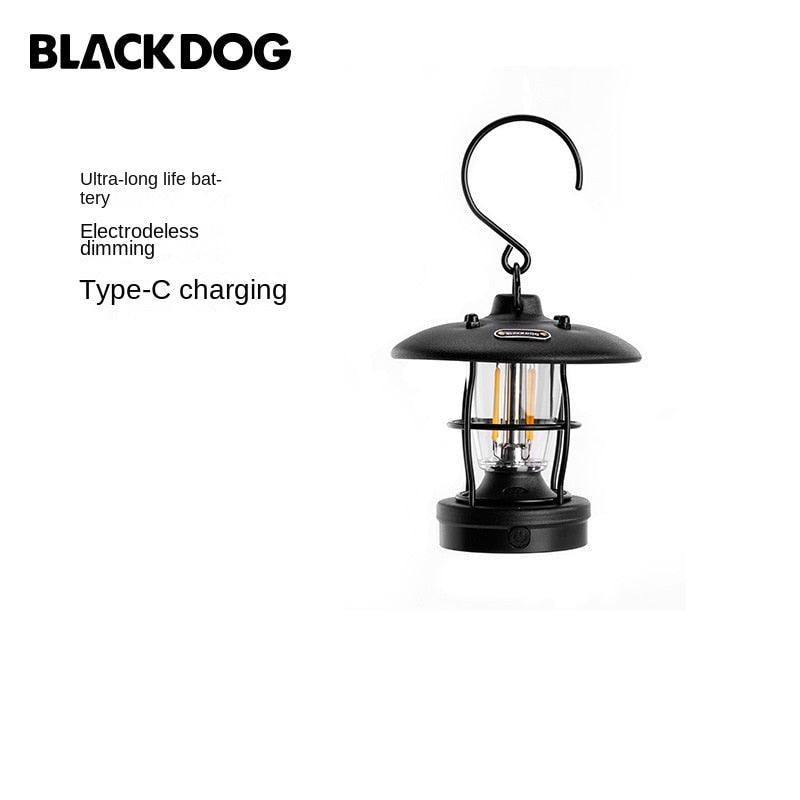 BLACKDOG Mini Retro Style LED Camping Lantern Lamp Light Black White Ambient Lighting up to 40h IPX4 Waterproof USB Type C Charging