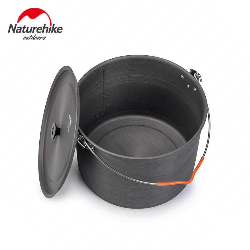 Naturehike Portable Hanging Pot & Tripod Ultralight 6L 10L Large Capacity Aluminum Alloy Camping Cookware And Telescopic Adjustable Hang Stand Outdoor Cooking For 6 to 10 Persons Hiking Picnic Beach Travel Heavy Duty Original Nature Hike