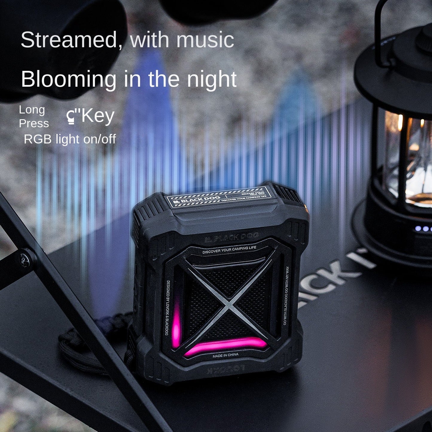 BLACKDOG RUGGED CORE Black Speaker Portable Lightweight RGB Mini Bluetooth Magnetic Subwoofer Up To 32GB TF Memory Card Outdoor Camping Travel