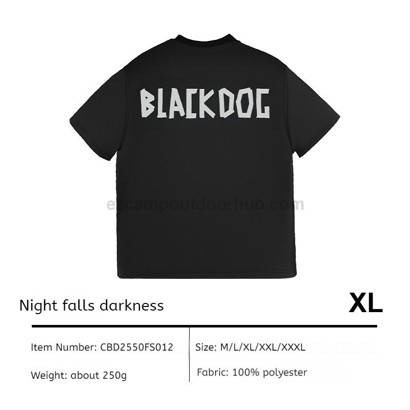 BLACKDOG Black Silhouette T-Shirt Unisex Quick-Dry Breathable Fabric Oversized Sweat-Absorbent Non-Sticky Anti-Deformation & Anti-Fraying Street Loose Edition