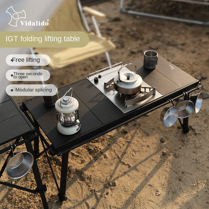 Vidalido IGT Modular Folding Table Portable Lightweight Foldable Tactical Integrated Grill Split Splicing Table Height Adjustable Max Load Up To 60kg 2.5 Units