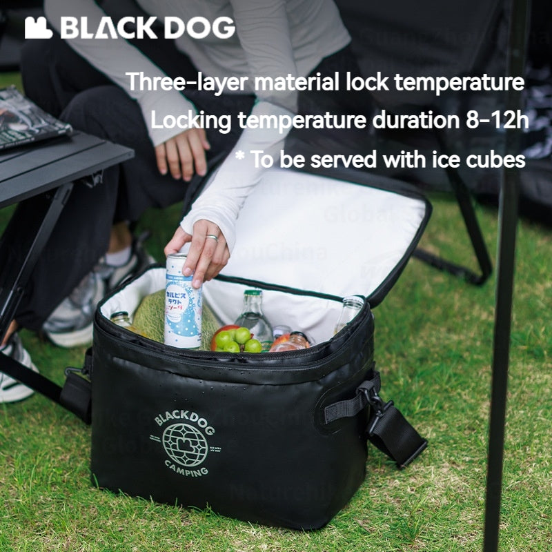 BLACKDOG 20L Ice Bag with Shoulder Strap Outdoor Portable Leakproof Insulated Thermal Lunch Cooler PVC Box Camping Hiking Picnic Beach Travel Heavy Duty Original Black Dog