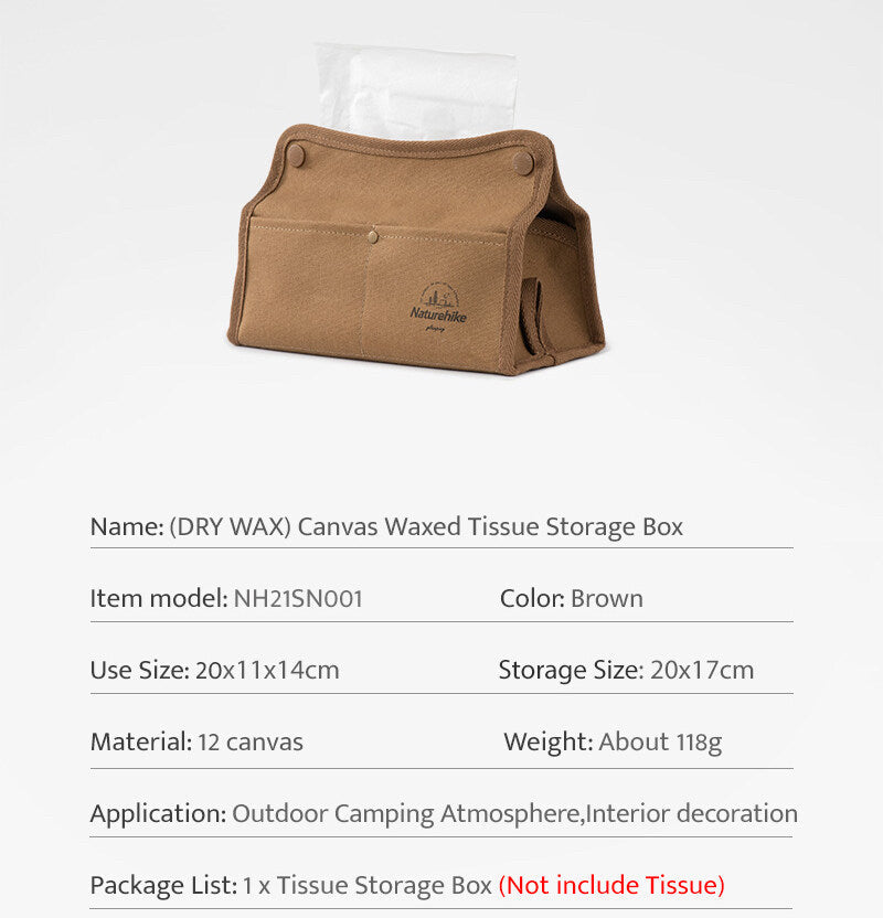 Naturehike Outdoor Canvas Tissue Storage Box Camping Travel Accessories Household Waxed Tissue Storage Box