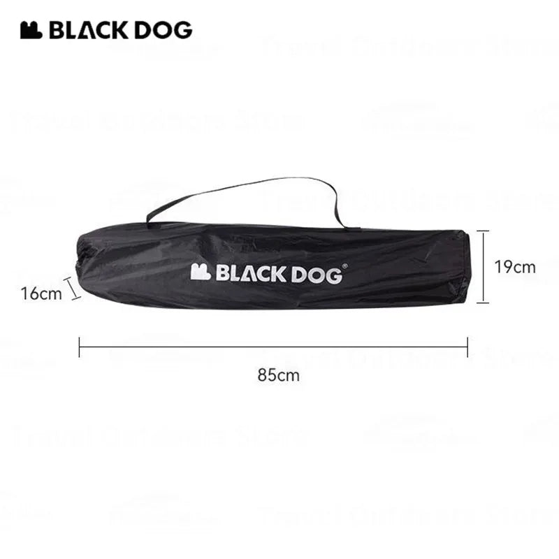 BLACKDOG Black Foldable Camping Lounger Portable Leisure Chair and Bed 2 in 1 Reclining Removable Headrest Pillow Folding Office Balcony Chair
