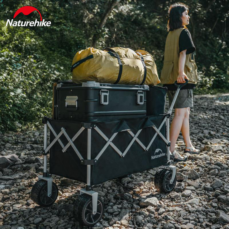 Naturehike RUBIK's CUBE Series Folding Trolley Portable Ultralight All Terrain Collapsible Gathering Hand Cart Wagon With Brake Large Capacity Storage