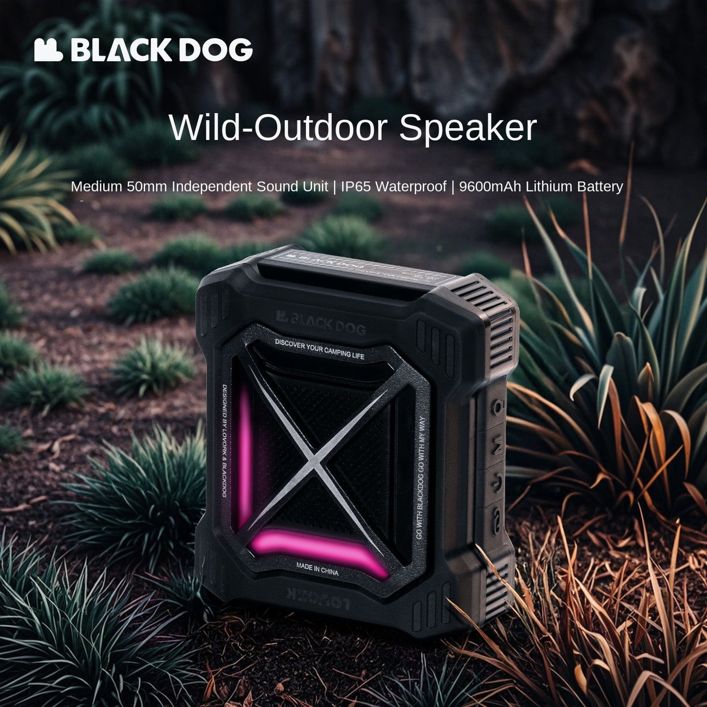 BLACKDOG RUGGED CORE Black Speaker Portable Lightweight RGB Mini Bluetooth Magnetic Subwoofer Up To 32GB TF Memory Card Outdoor Camping Travel
