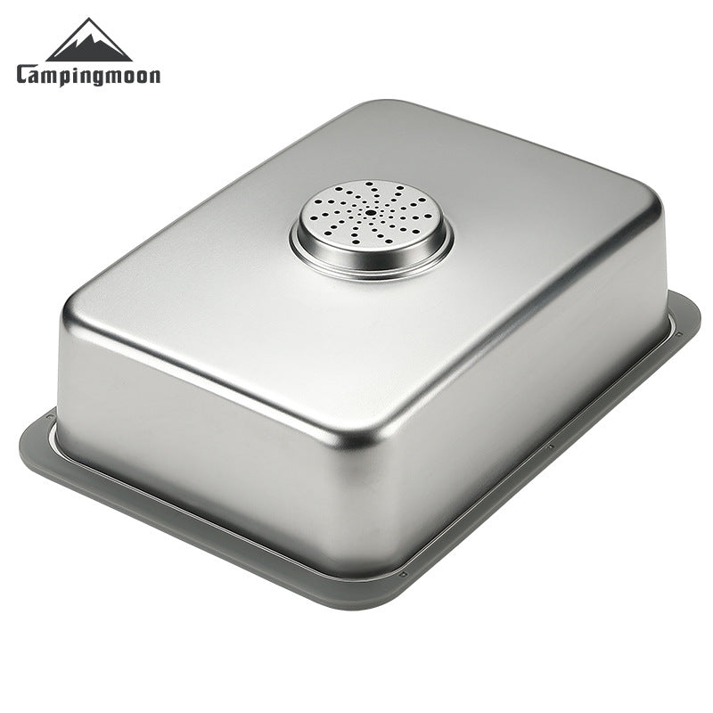 Campingmoon CK-26 IGT One Unit Sink Portable Lightweight Multi-Function Storage Basin Stainless Steel Outdoor Kitchen Sink Add-on Accessories