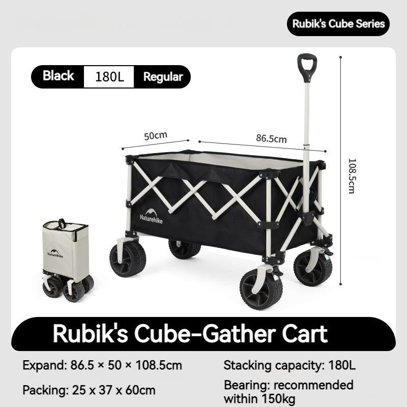 Naturehike RUBIK's CUBE Series Folding Trolley Portable Ultralight All Terrain Collapsible Gathering Hand Cart Wagon With Brake Large Capacity Storage