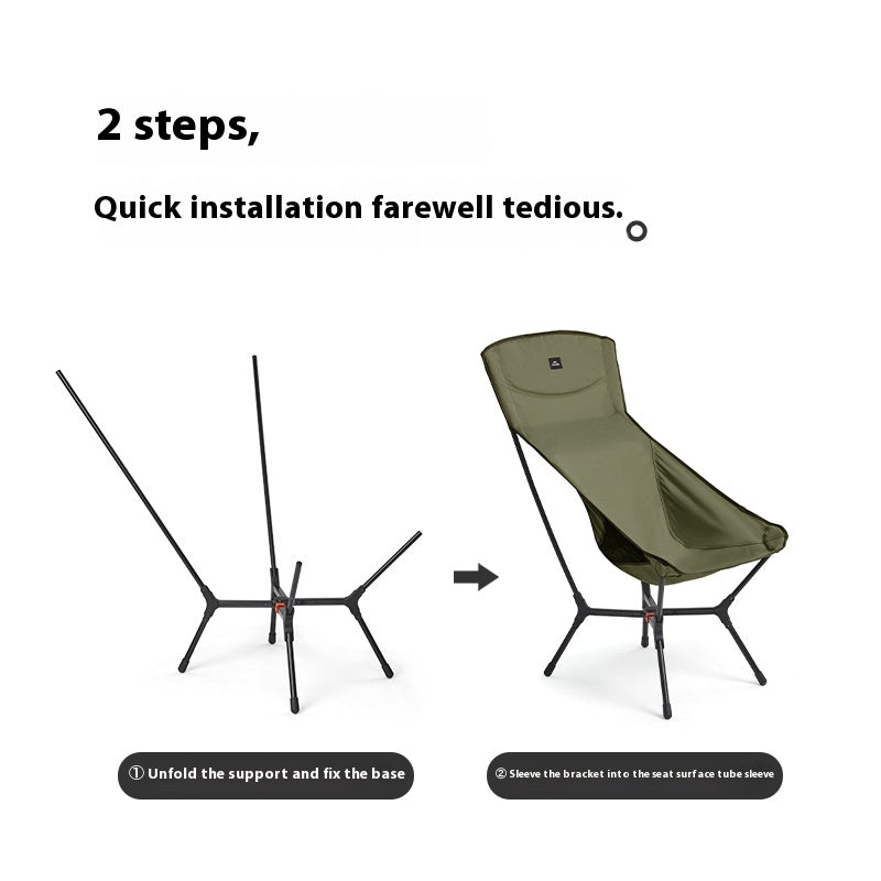 Naturehike YL01 Lightweight Chair Portable Camping Moon Chair Quick Open Wide Seats Load Bearing 150kg X-Type Mechanical Structure Folding Outdoor Fishing Beach Chair Aluminum Alloy