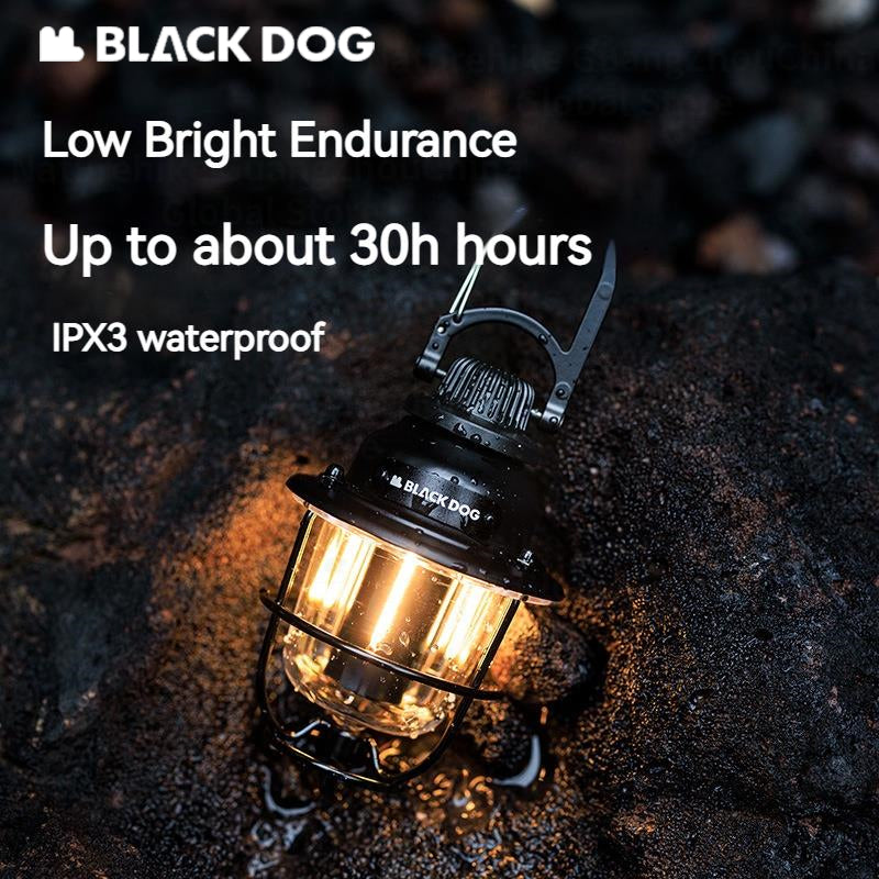 BLACKDOG Rechargeable Camping Lamp Outdoor Portable Ultralight Multi-Function Emergency Atmosphere Light Tent Retro Hanging Lantern Waterproof Hiking Picnic Travel Heavy Duty Original Black Dog