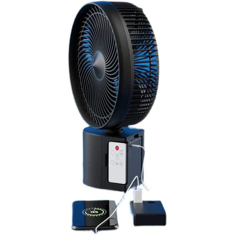 ROCCIA Oscillating Rechargeable Fan w/Remote Super Strong 7 Speeds 2 in 1 Unique Design 20000mAh (2*10000mAh) 10 Inch Cordless Battery-Operated Fan Opolar