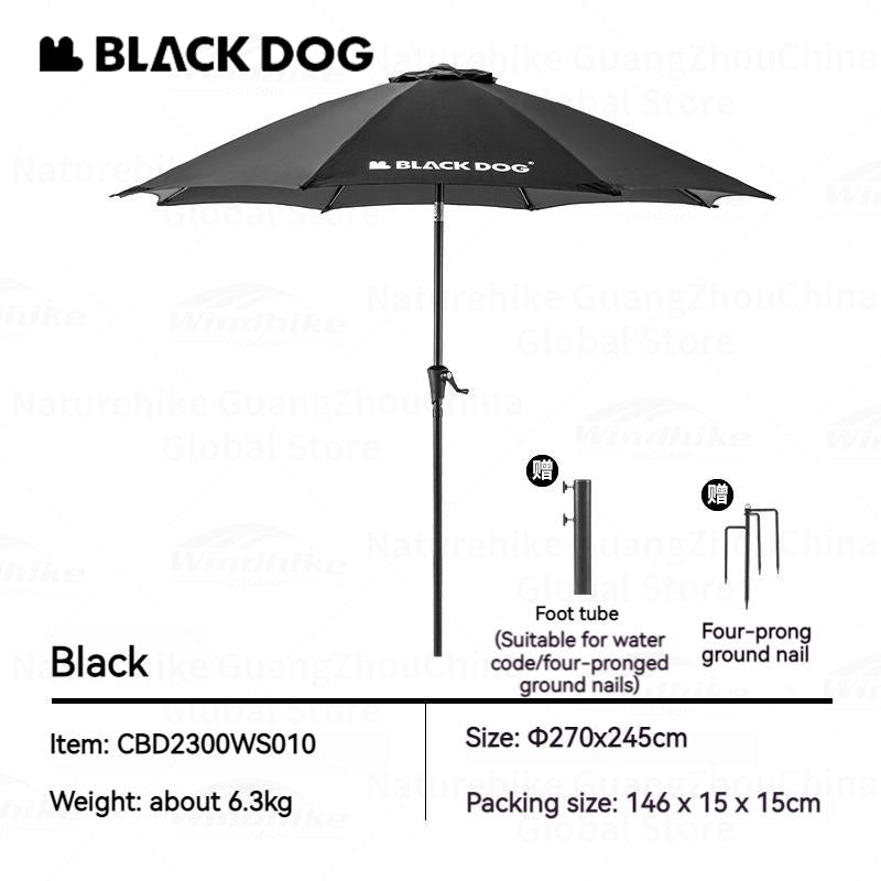 BLACKDOG Sunshade Black Center Pole Umbrella Rubber Canopy Rooftop Garden Gazebo Parasol Sun Shelter Courtyard Villa Sunscreen Black Coated Tarp