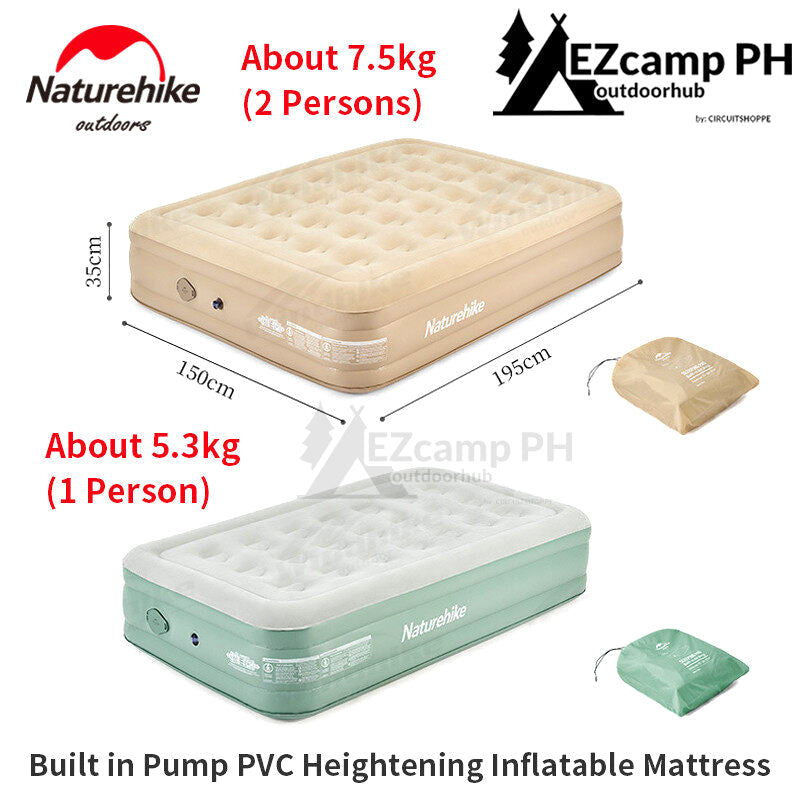 Naturehike Outdoor Automatic Inflatable High Bed Lazy Air Mattress Bed Portable Camping Tent Sleeping Pad Thick Heightened Built-In Pump