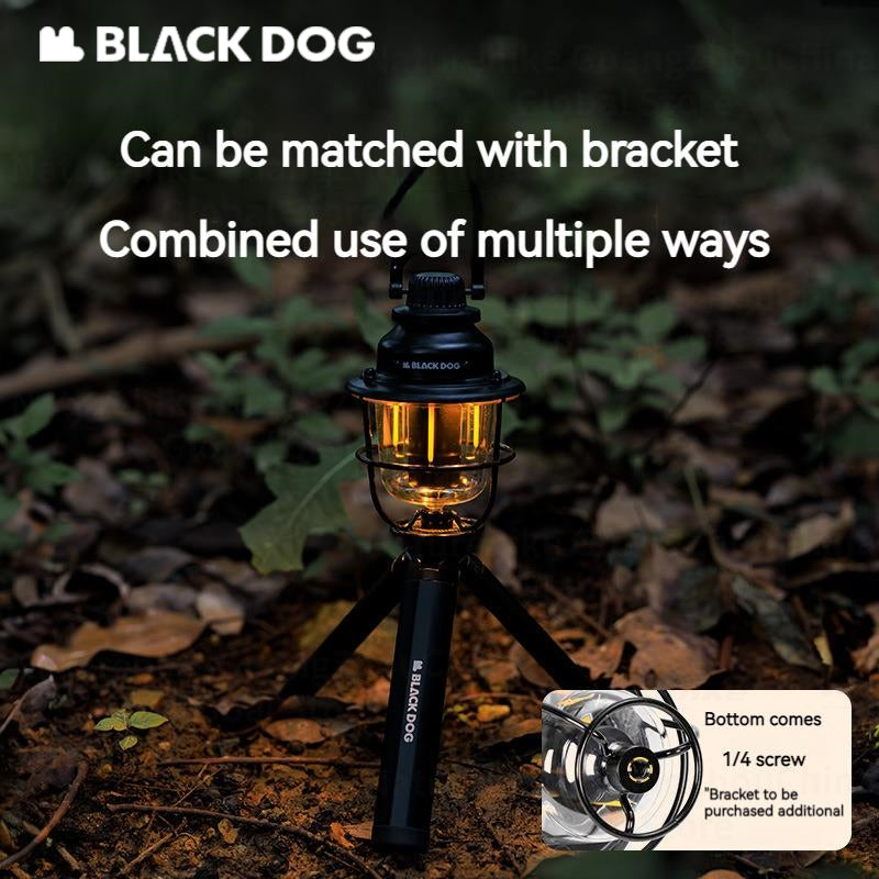 BLACKDOG Rechargeable Camping Lamp Outdoor Portable Ultralight Multi-Function Emergency Atmosphere Light Tent Retro Hanging Lantern Waterproof Hiking Picnic Travel Heavy Duty Original Black Dog