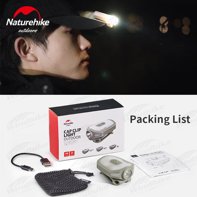 Naturehike Outdoor Ultralight Camping Led Headlights 38g Night Lighting Fishing Hat Clip Light Adjustable Lighting Equipment Led Lamp