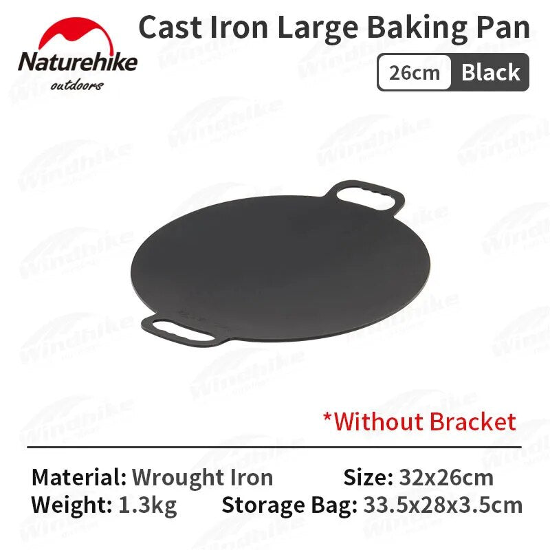 Naturehike Large Baking Cooking Pan Non-Stick High Round Square Tripod Stand Stove Grill Top Frying Pan Korean BBQ Grilling Cast Iron with Storage Bag