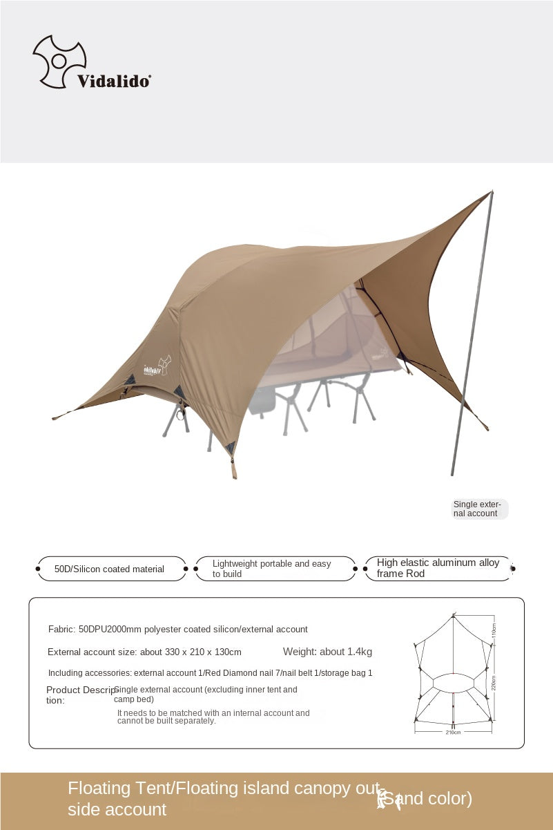 Vidalido Floating Island PLUS Bed Tent Double Layer Off The Ground Single Cot Bed Tent For 1 Person Waterproof Mosquito Repellent Field Folding Bed